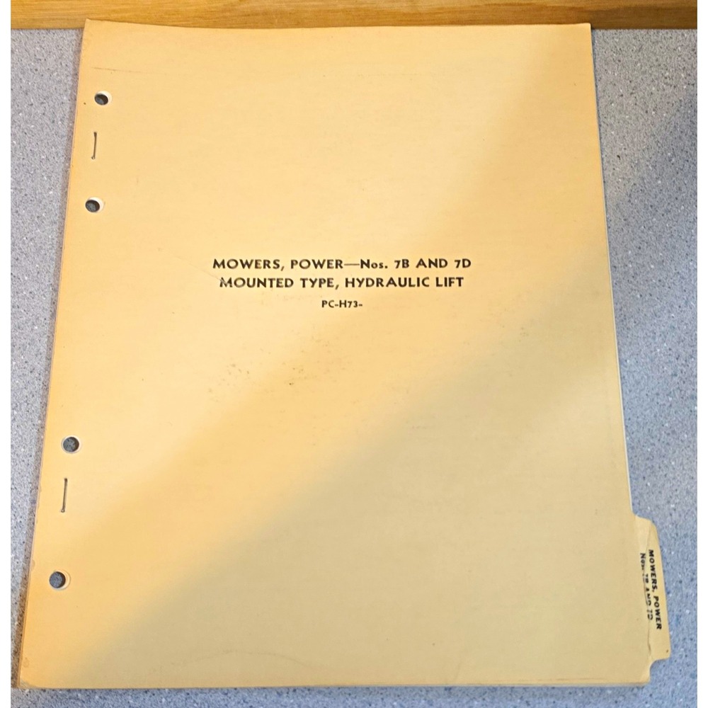 Vintage Mowers, Power Nos 7B And 7D Mounted Type Manual Pc-h73